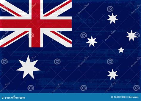 Flat Flag Of Australia With White Stars On Dark Blue Union Jack