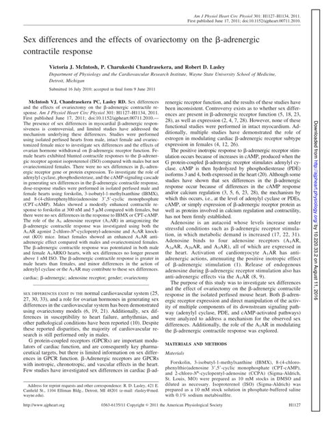 PDF Sex Differences And The Effects Of Ovariectomy On The Adrenergic Contractile Response