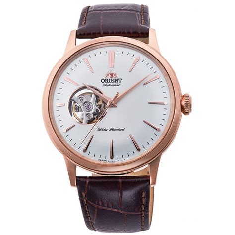 Orient Bambino Men S Open Heart Mechanical 40 5mm White Dial Brown