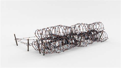 3d Model Low Poly Barb Wire Obstacle Vr Ar Low Poly Cgtrader