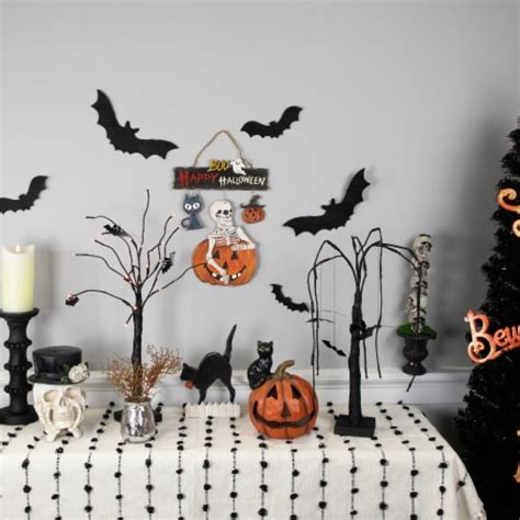 Northlight Skeleton With Jack O Lanterns And Black Cat Happy