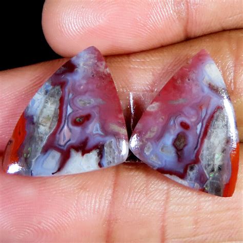 Natural CRAZY LACE Matched Pair Cabochon Loose Gemstone 22 40 Cts