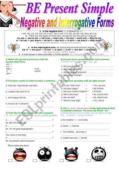 Present Simple Negative Form Exercises