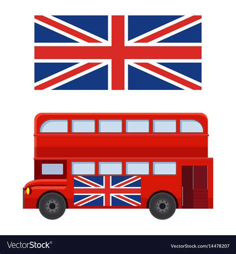 Double decker bus with flag of great britain Vector Image