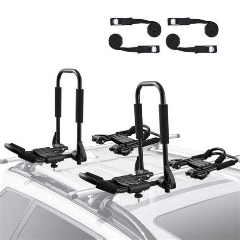 Vevor Kayak Roof Rack 2 Pairs J Bar Soft Roof Rack Quick Folding Top Mount Tie Down Carrier