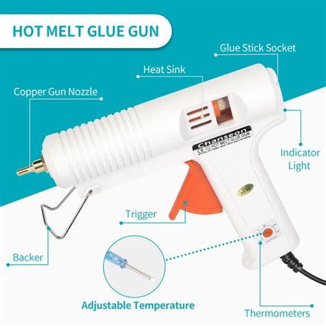 Chanseon W EU US Hot Melt Glue Gun Smart Adjustable Temperature Copper Nozzle Heater Muzzle