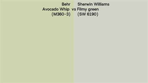 Behr Avocado Whip M360 3 Vs Sherwin Williams Filmy Green Sw 6190