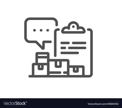 Inventory Report Line Icon Warehouse Pallet Sign Vector Image