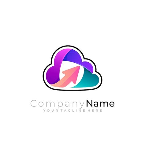 Premium Vector Cloud Logo And Arrow Design Colorful Technology Logos