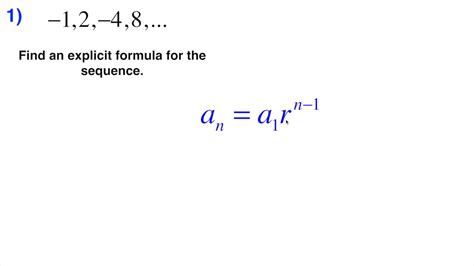 Geometric Sequence Find Formula Sequence Provided Youtube