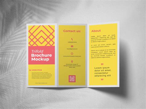 Top View Tri Fold Brochure Mockup With Shadows Overlay Free Download