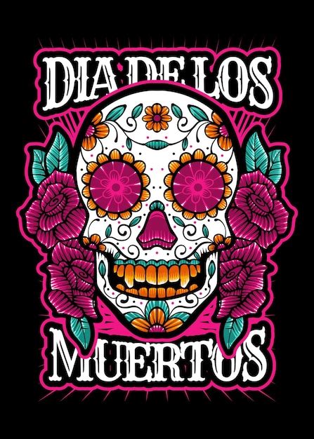 Dia de los muertos día del cráneo muerto calavera de azúcar estilo de