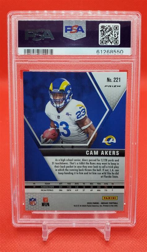 2020 Panini Mosaic Cam Akers RC Silver Prizm 221 PSA 9 Los Angeles