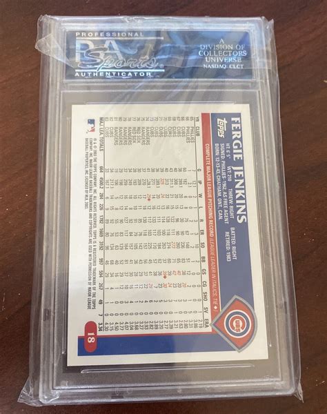 2003 Topps Retired Fergie Jenkins PSA DNA Certified Mint 9 Chicago