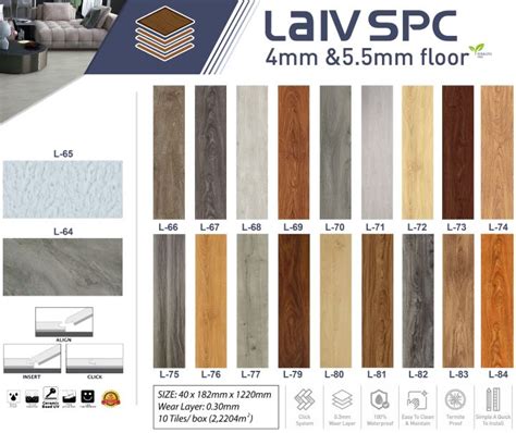 Lantai Spc Flooring Laiv Klik Sistem Tanpa Lem Box Isi Lembar