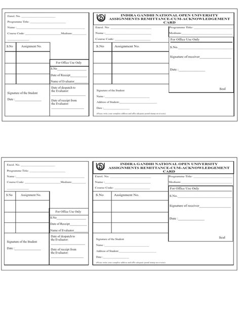 Ignou Assignments Acknowledgement Card Pdf Written Communication Business