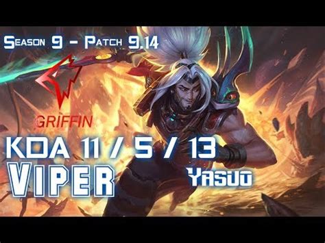 GRF Viper YASUO Vs EZREAL ADC Patch 9 14 KR Ranked YouTube