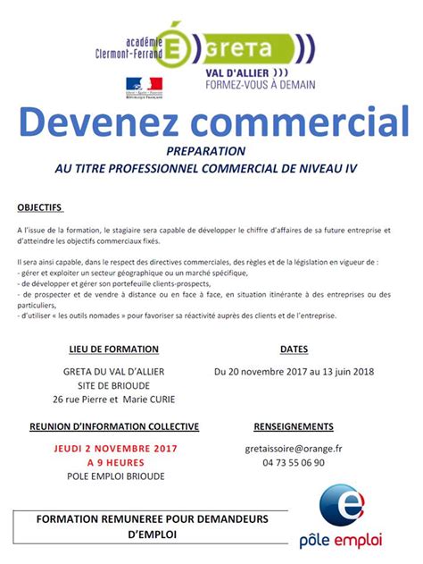 Formez vous au métier de Commercial GRETA Auvergne