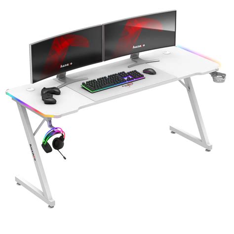 Biurko Gamingowe Huzaro Hero Rgb Bia E Z Pod Wietleniem Huzaro