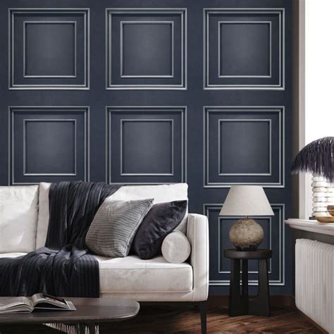 Amara Panel By Albany Navy Silver Wallpaper Wallpaper Direct