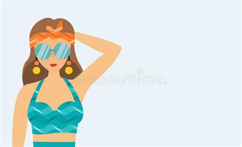 Muchacha Retra Del Verano Modelo En Bikini Stock de ilustración Ilustración de bikini hippie