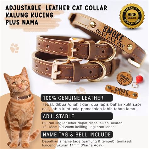 Jual Kalung Kucing Nama Leather Cat Collar Shopee Indonesia