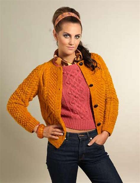 Tangerine Aran Cardigan By Claire Montgomerie From Vintage Knits Book