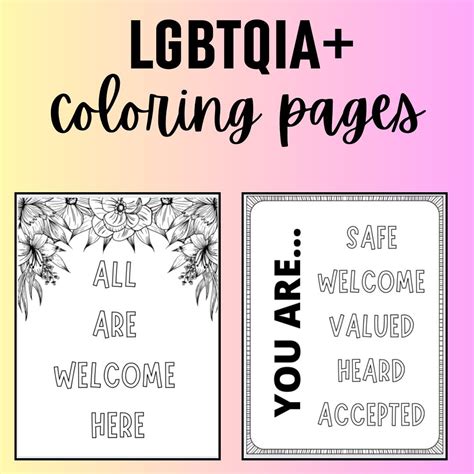 Lgbtq Ally Or Gsa Coloring Pages Set Of 10 Different Etsy