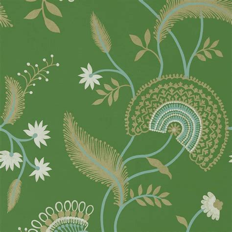 Hakimi Emerald Green Floral Wallpaper Sanderson