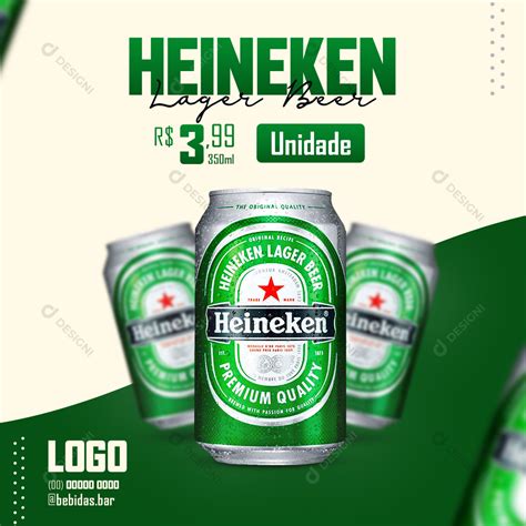 Cerveja Heineken Social Media Psd Post Editável Bares [download] Designi