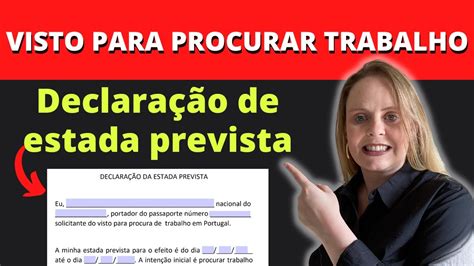 Modelo da declaração de estada prevista visto para procurar trabalho