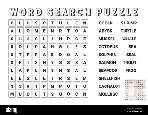 Vector Illustration Word Search Puzzle Crossword Puzzle On The Ocean