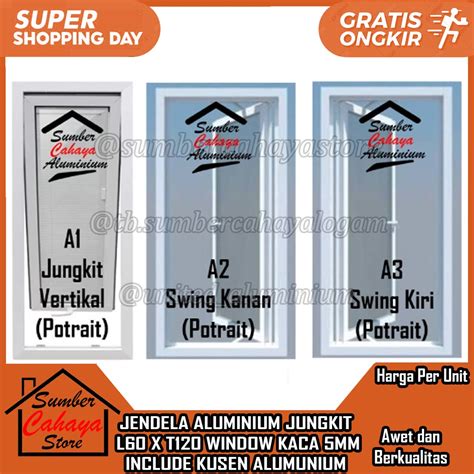 Jual JENDELA JUNGKIT SWING 1 DAUN L60 X T120 ALUMINIUM WINDOW SINGLE