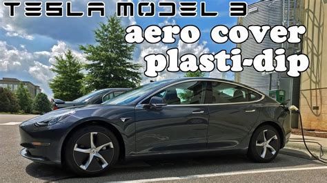 Tesla Model 3 Aero Wheel Cover Wrap Vs Plasti Dip Youtube