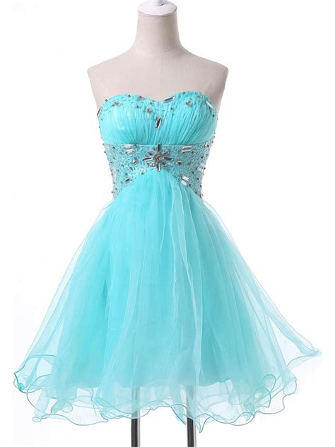 A Line Sweetheart Satin Organza Shortmini Beading Prom Dresses Millybridal