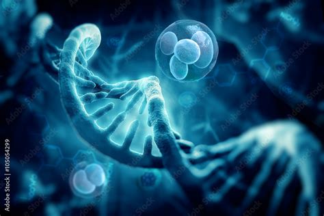 3d Render Cells And Dna Structure Abstract Background Stock