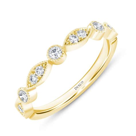 18K Yellow Gold Vintage Inspired Stackable Diamond Band - Derco Diamonds