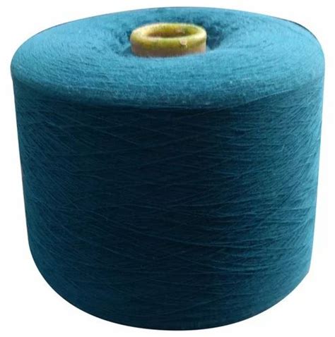 Ring Spun Ply Blue Polyester Cotton Yarn For Knitting Count At