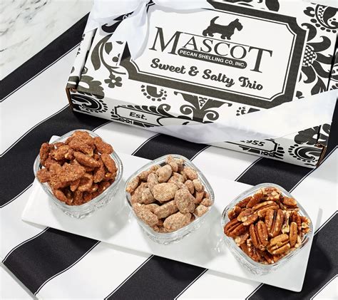 Mascot Pecan (3) 6-oz Bags Assorted Pecans in Gift Box - QVC.com