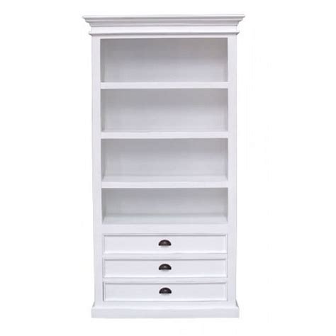 Buy The Halifax Tall White Bookcase With 3 Drawers White Tree Furniture