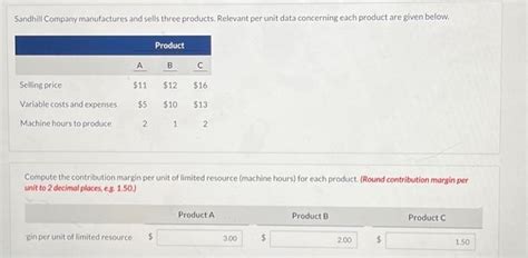 Solved Sandhill Company Manufactures And Sells Three Chegg