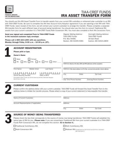 Tiaa Cref Funds Ira Asset Transfer Form