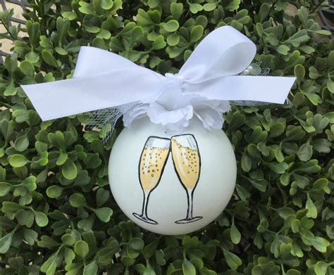 Personalized Hand Painted Wedding Ornament Wedding Champagne Toast