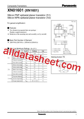 XN01601 データシート PDF Panasonic Semiconductor