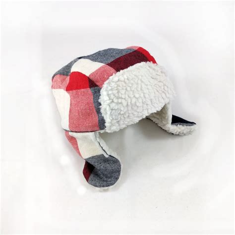 Baby And Toddler Trapper Hat Plaid Faux Fur Plaid Trapper Hat