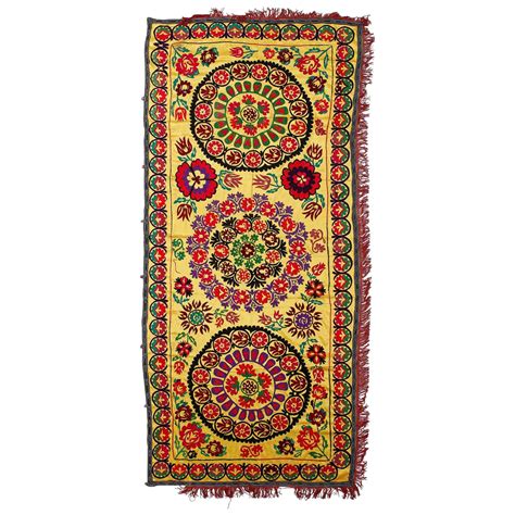 Central Asian Suzani Textile Embroidered Cotton And Silk Bed Cover