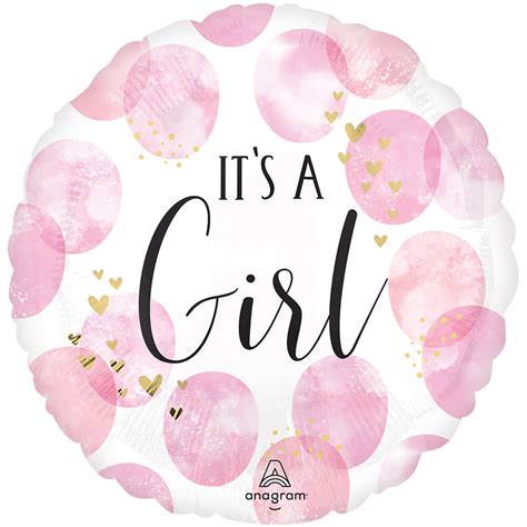 17 Inch Anagram Baby Girl Pink Watercolor Foil Balloon 45693