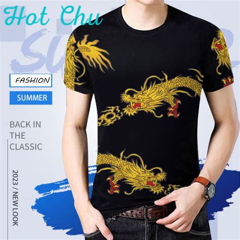 Hot Chu ชาย เสอยดแขนสนพมพลายหลวมแฟชนฤดรอนสำหรบผชาย Lazada co th