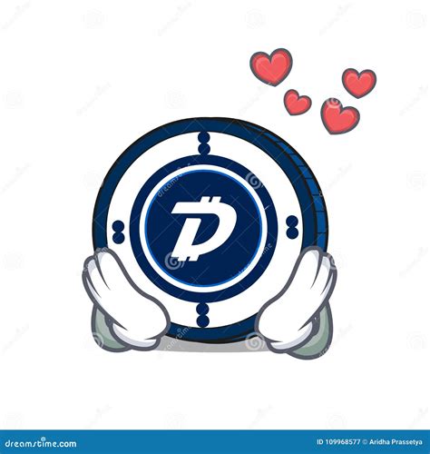 Em Desenhos Animados Da Mascote Da Moeda De Digibyte Do Amor Fotografia