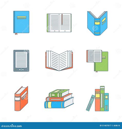 Iconos Coloreados De Los Libros Del Esquema Fijados Ilustraci N Del